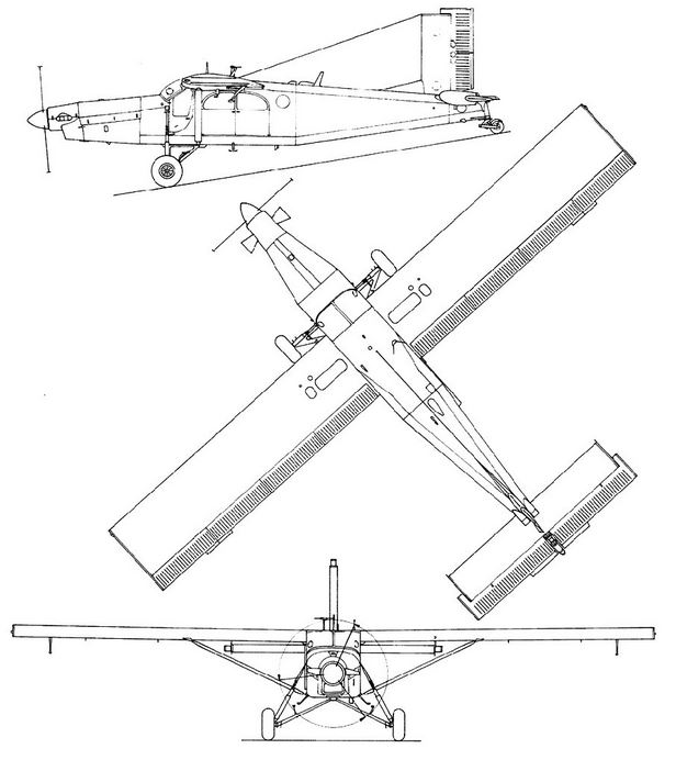 Pilatus PC 6 - 3 vues.JPG